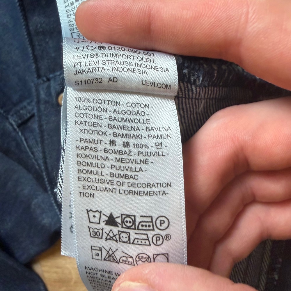 Levi's Trucker Jacket Men Large Dark Indigo Blue Standard Fit Denim Coat New - Picture 7 of 9